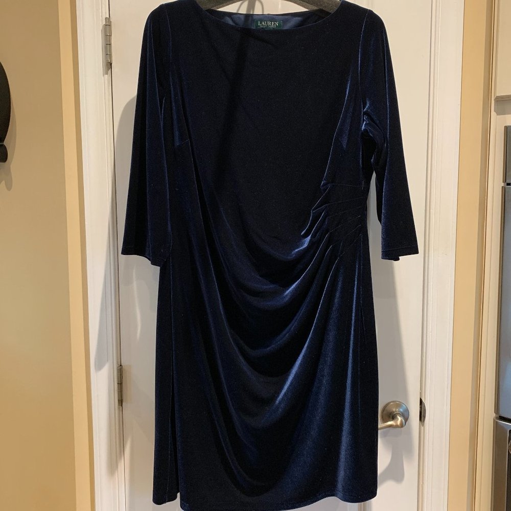 Lauren Ralph Lauren Midnight Blue Velvet Sheath Dress